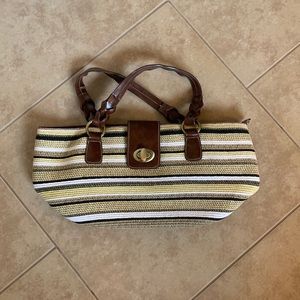 Yellow and Tan striped handbag